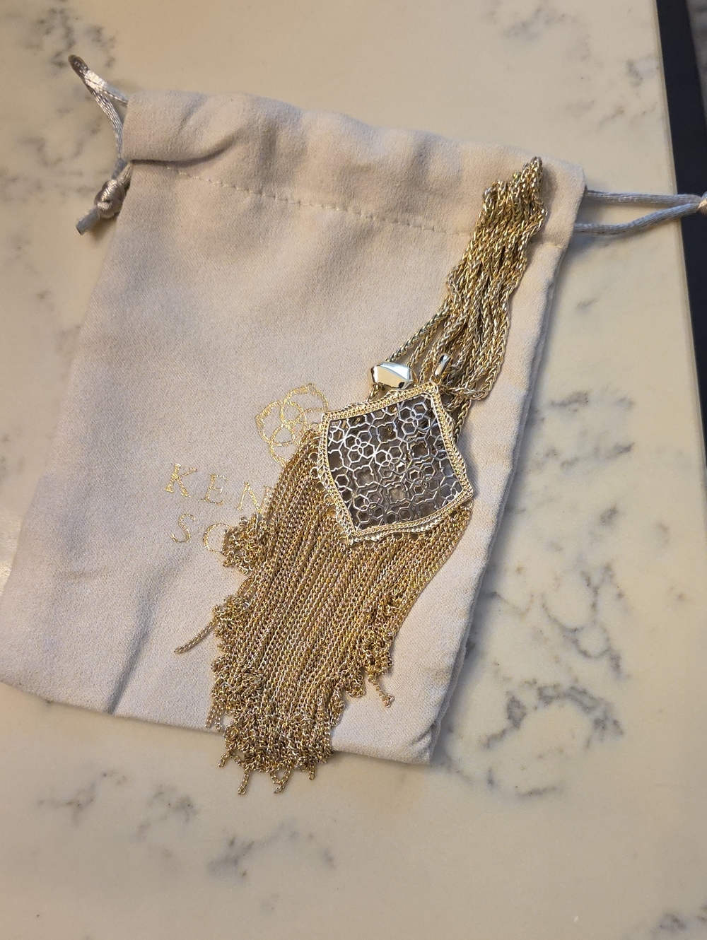 Kendra Scott Gold Filigree Tassel Necklace